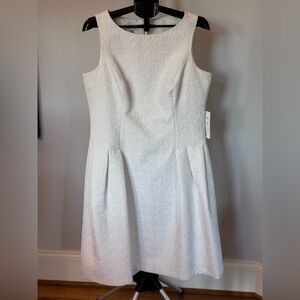 Teri Jon Ivory Textured Midi Dress With Gold Metallic Embellishment Size 14